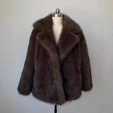 Thickened Fluffy Fox Fur Coat Women Loose Elegant Winter