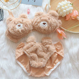 Fluffy Teddy Bra & Panty Set -Soft & Cozy Aesthetic Wear