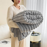 Rabbit fur fluffy blanket - multi-functional nap mat
