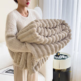 Rabbit fur fluffy blanket - multi-functional nap mat